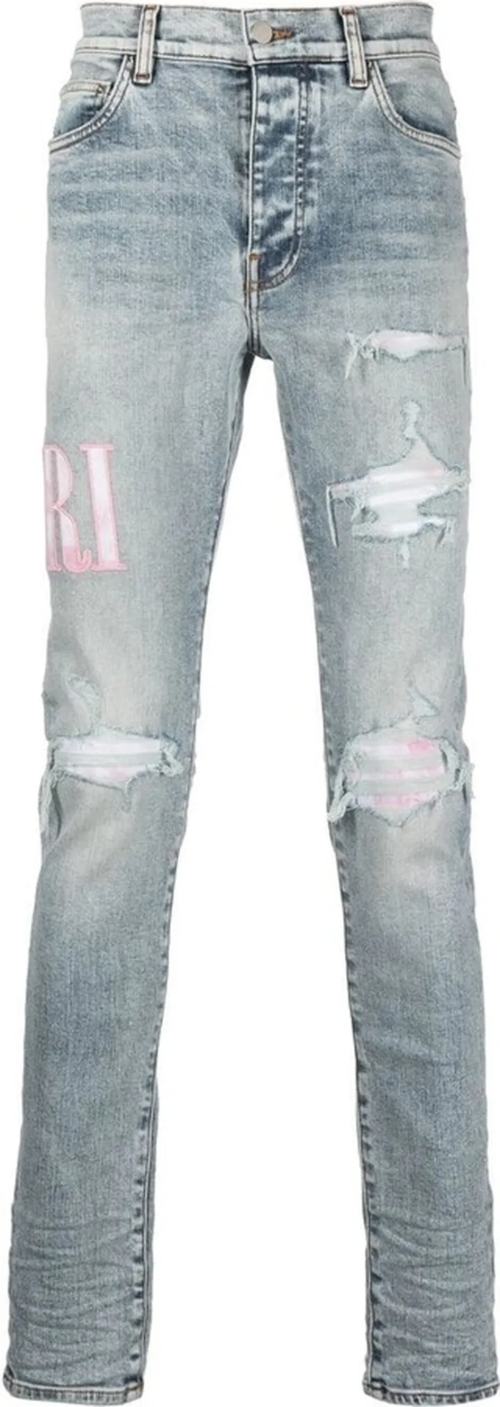 Tie Dye Core logo-embroidered distressed slim-cut jeans