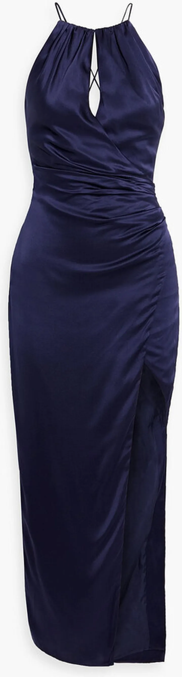 Ambra ruched silk-satin midi dress