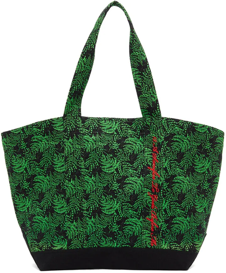 SSENSE WORKS SSENSE Exclusive Jeremy O. Harris Black & Green Cursive Text Tote