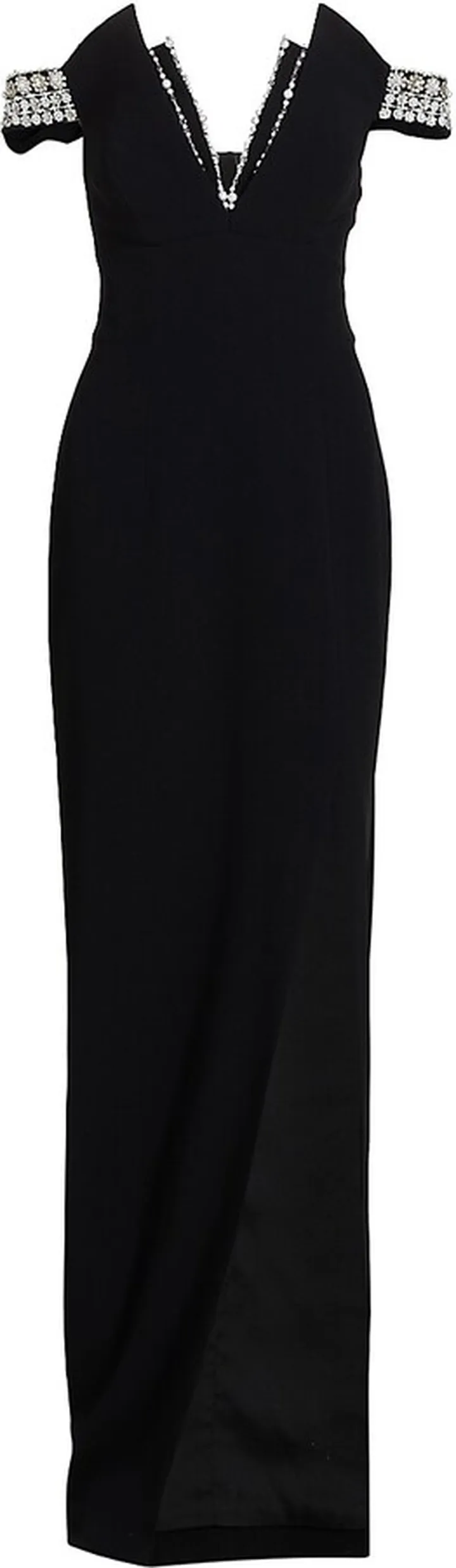 Embellished Crepe Off-The-Shoulder Gown