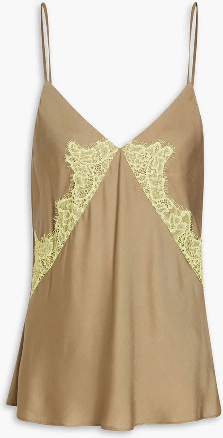 Logan lace-trimmed silk-blend twill camisole