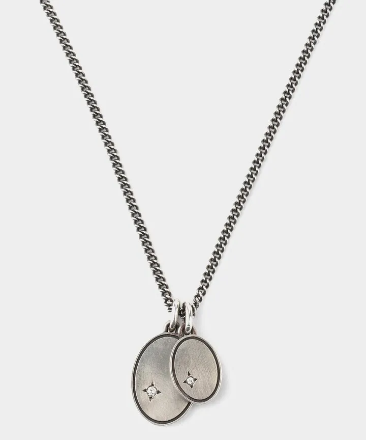 M. Cohen The Gudo Oval Necklace Silver with White Diamonds