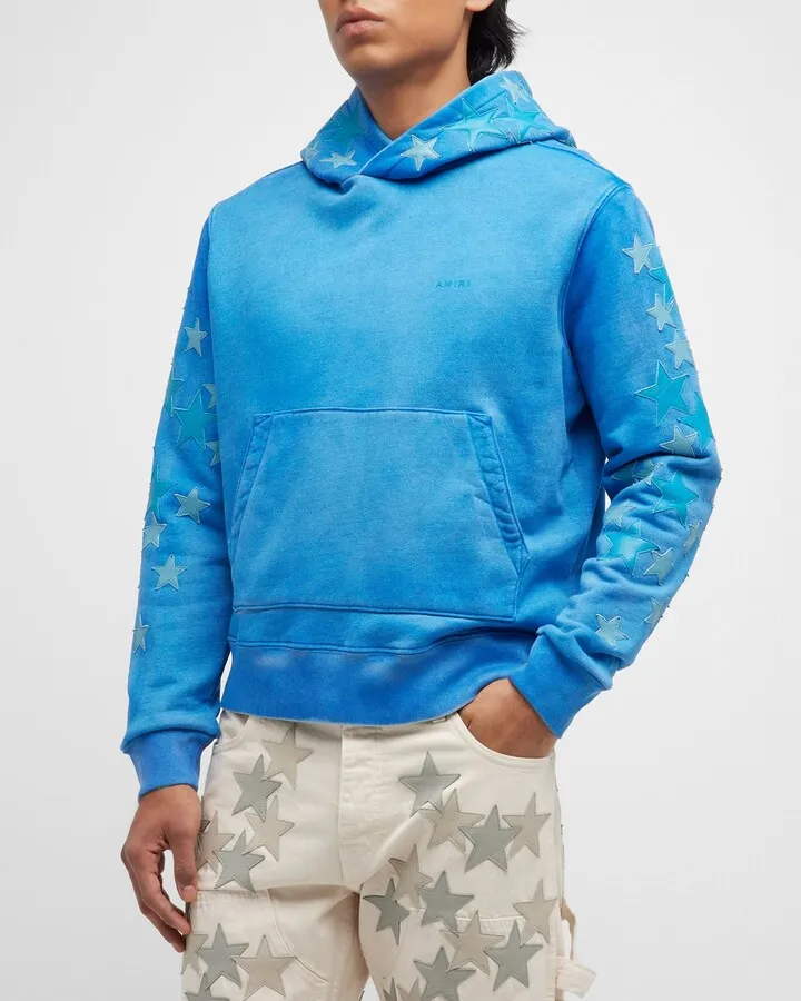 Men's Star Pigment Spray Knit Hoodie