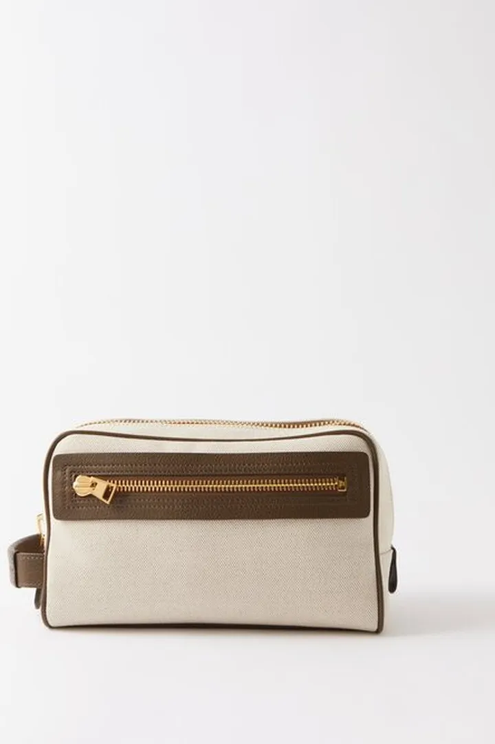 Leather-trim Canvas Washbag