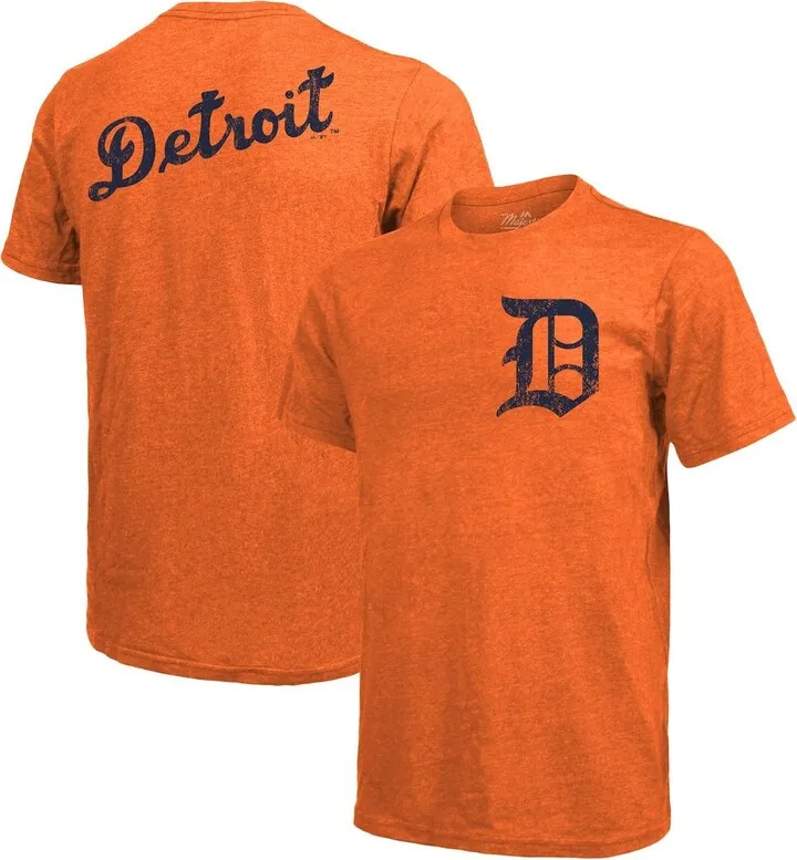 Men's Majestic Threads Orange Detroit Tigers Throwback Logo Tri-Blend T-shirt