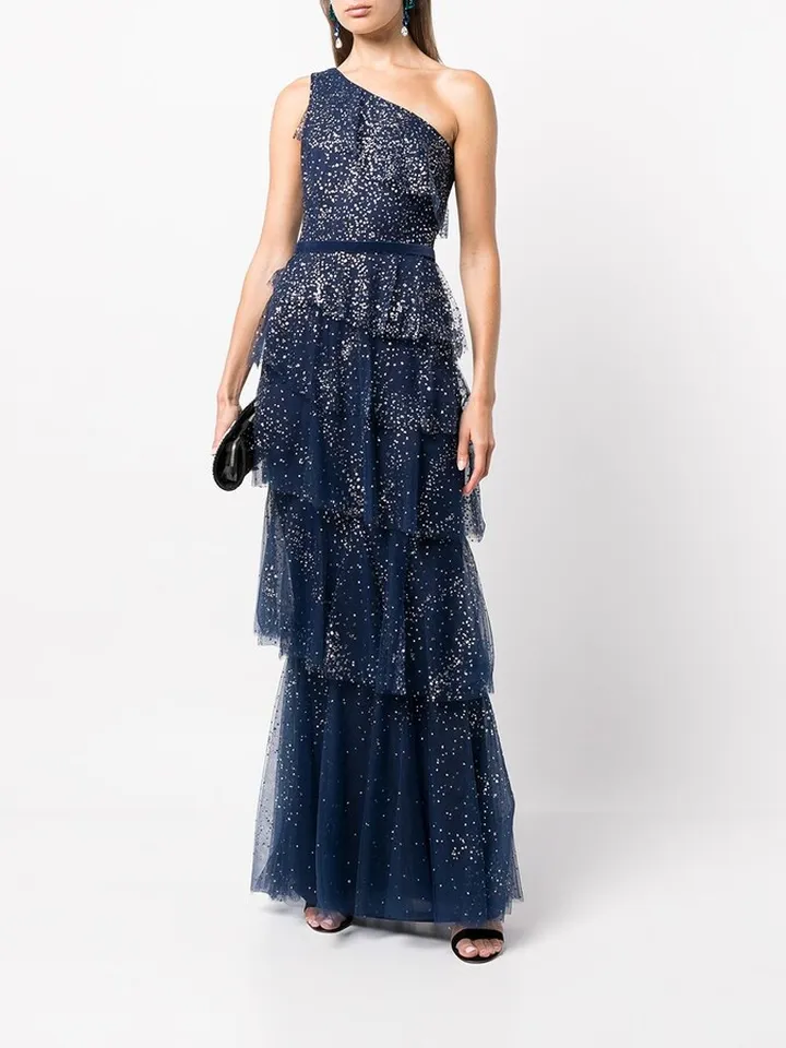 Tiered One-Shoulder Gown