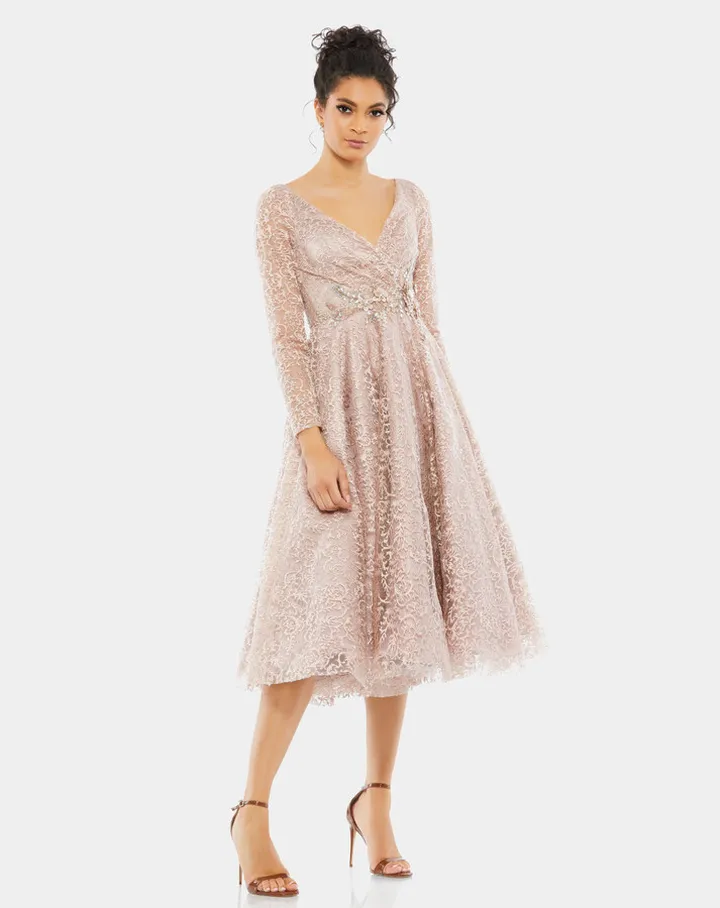 Long Sleeve Tea Length Dress