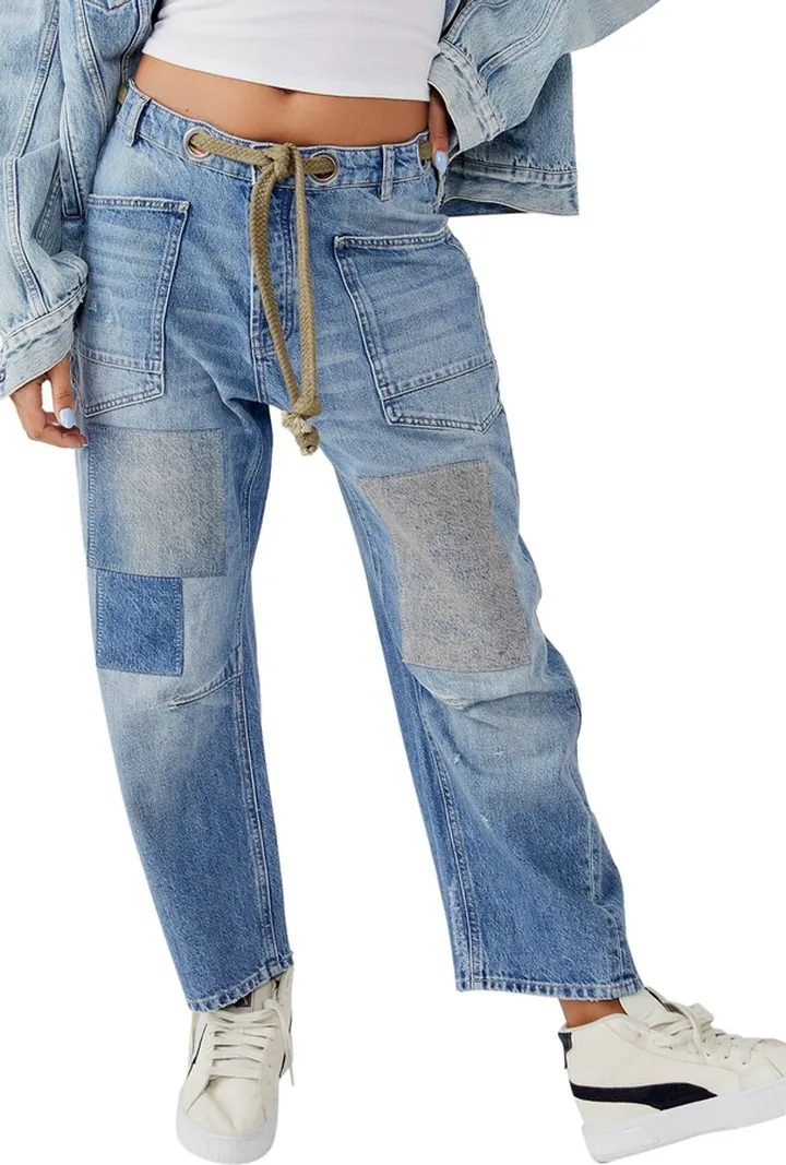 We the Free Moxie Barrel Paint Splatter Jeans