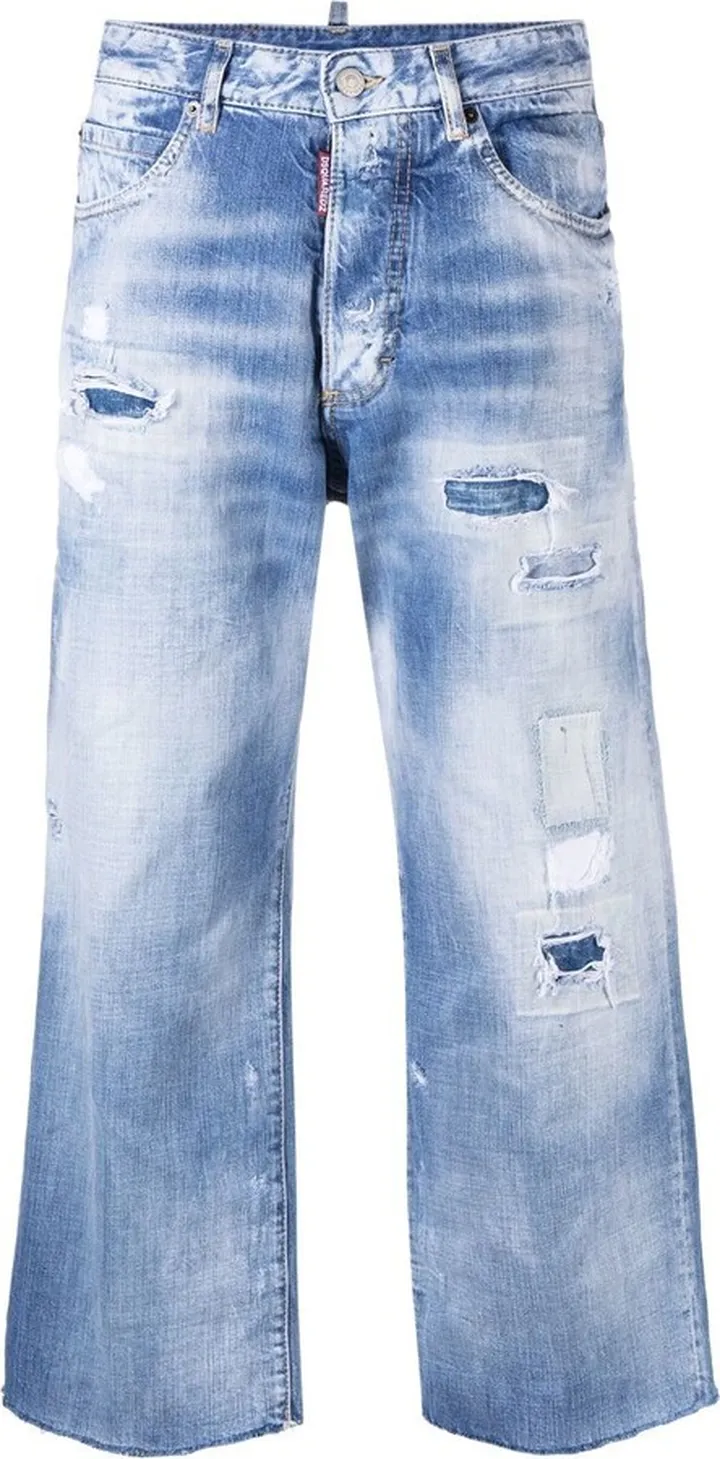 Ripped-Detail Denim Jeans