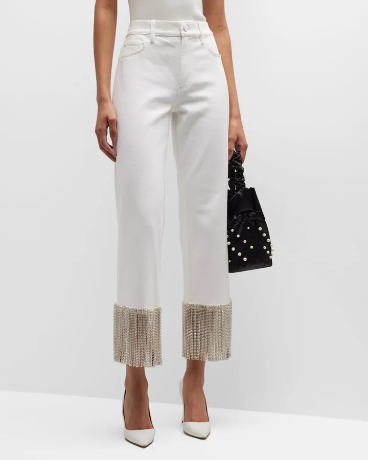 Amazing Crystal-Embellished Fringe Boyfriend Jeans