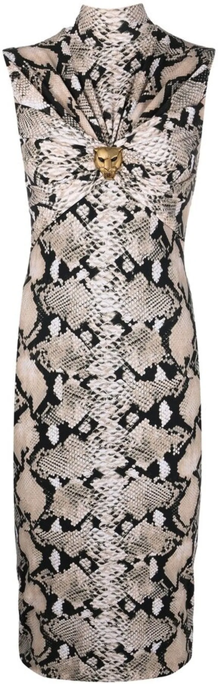 Snake-Print Fitted Dress
