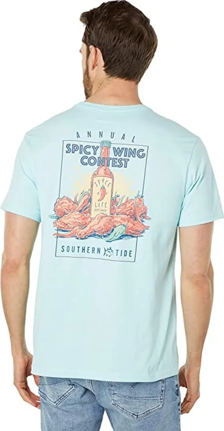 Southern Tide Short Sleeve Wing Contest Tee (Wake Blue) Men's Clothing