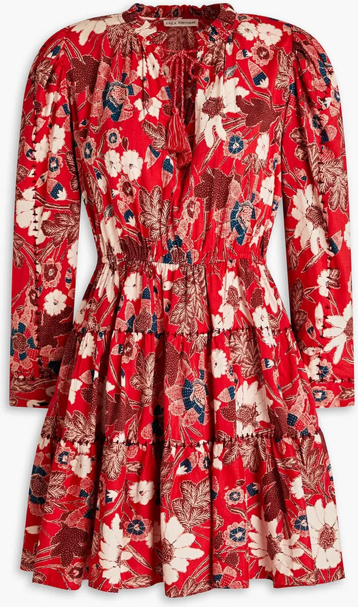 Liv floral-print cotton-blend mini dress