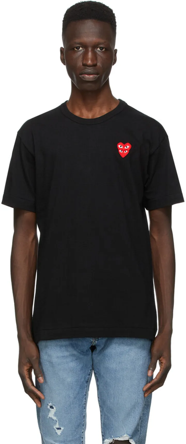 Comme des Garçons Play Black Layered Double Heart T-Shirt