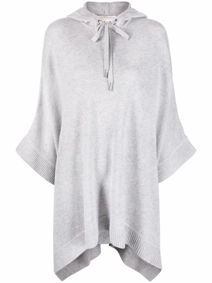 Fine-Knit Hooded Cape