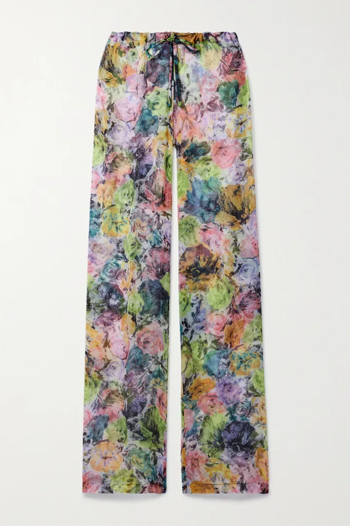 Dries Van Noten - Floral-print Silk-crepon Straight-leg Pants - Green