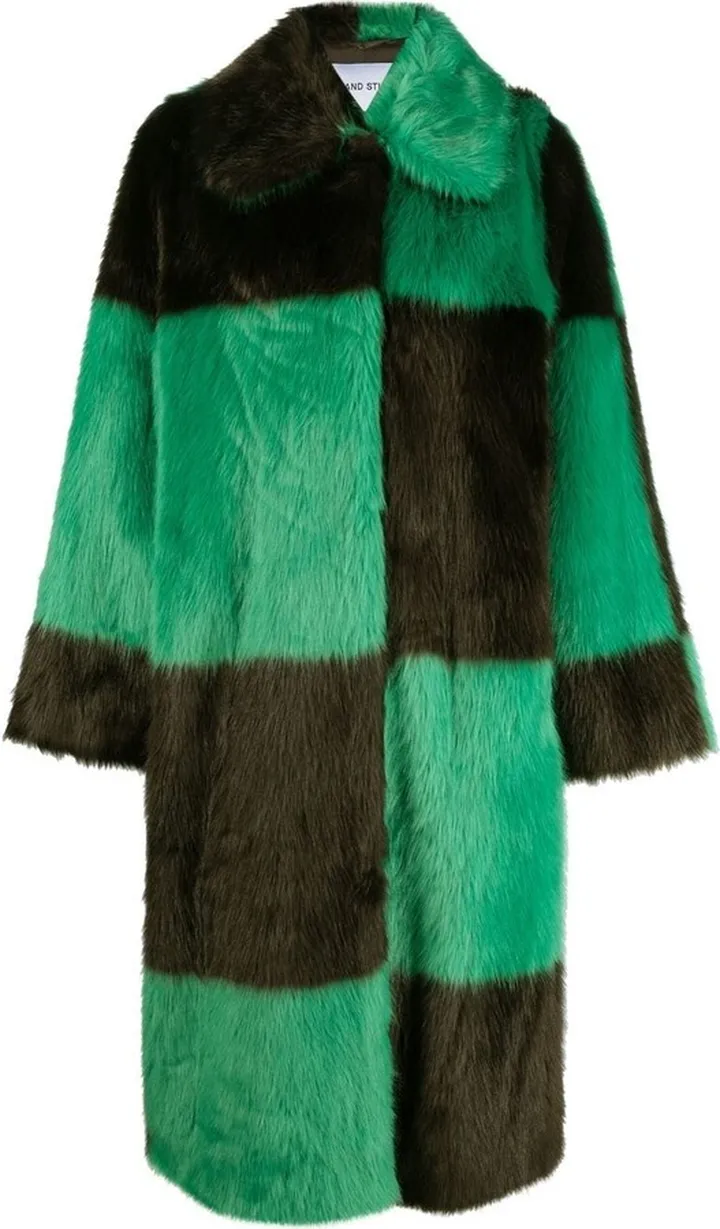 Checked Faux-Fur Coat