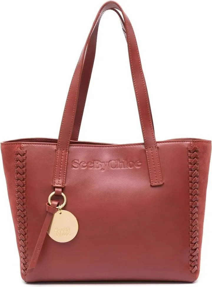 Logo-Charm Leather Tote Bag