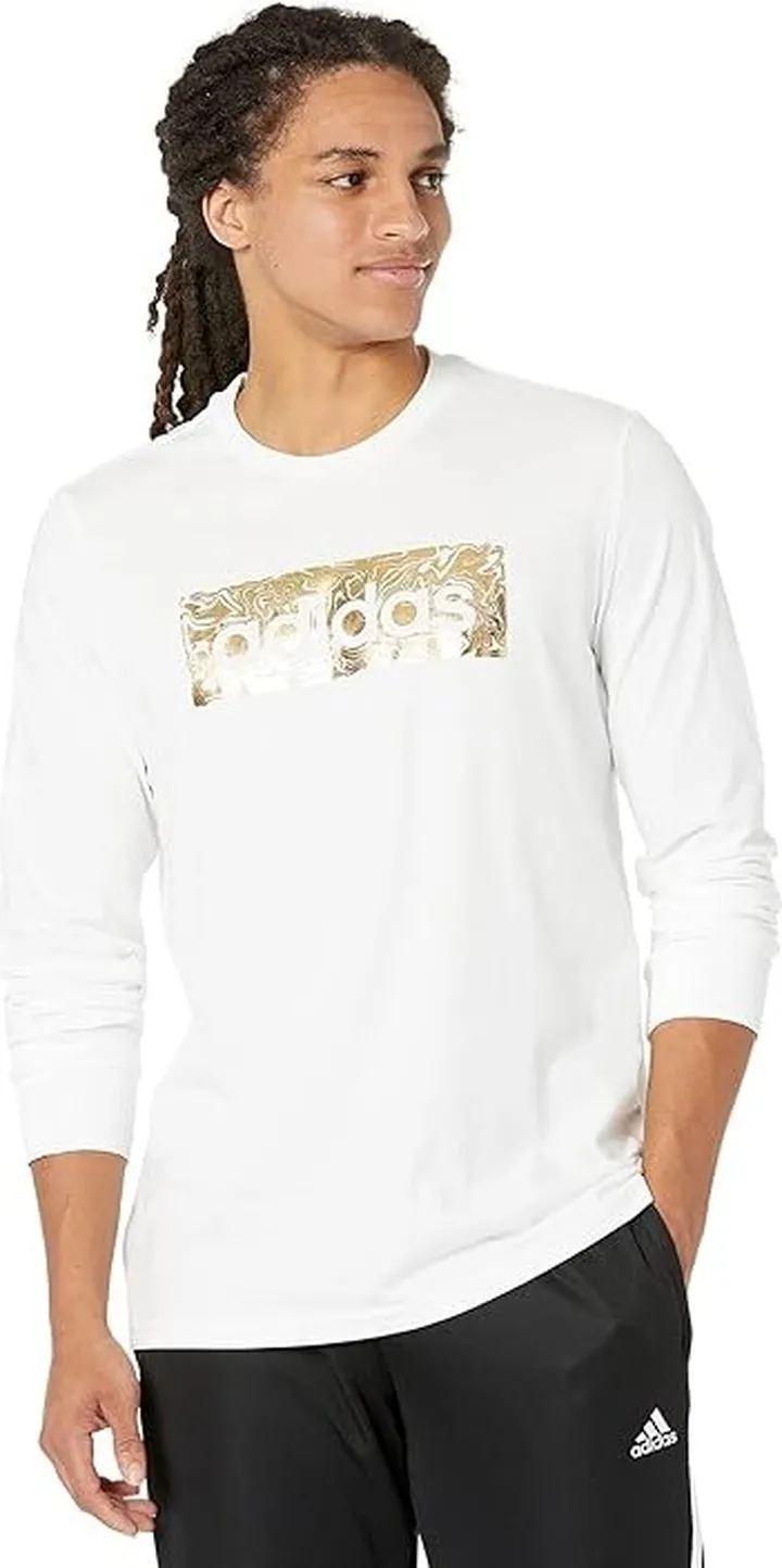 adidas Liquid Foil Long Sleeve Tee (White) Men's Clothing