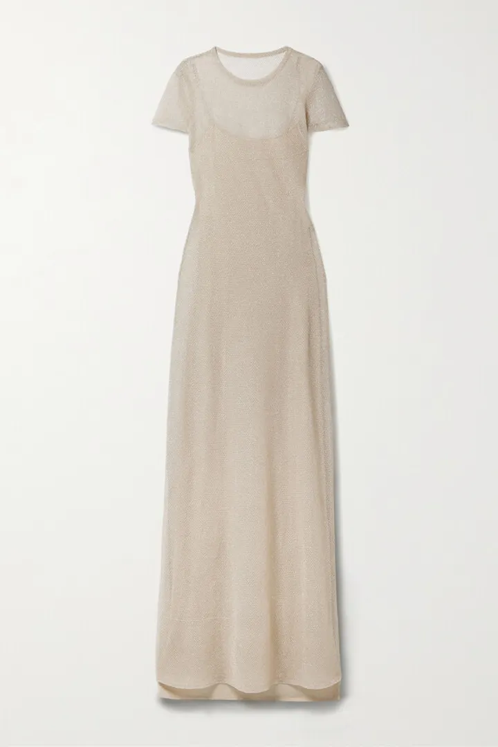 Ralph Lauren Collection - Metallic Open-knit Gown - Neutrals