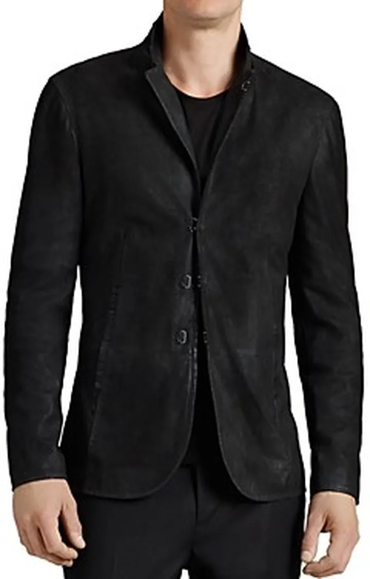 John Varvatos Collection Suede Hook And Bar Slim Fit Jacket