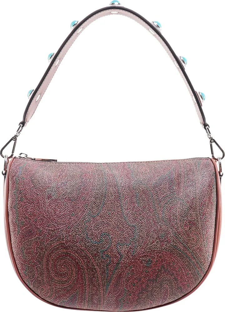 Coated canavs shoulder bag with Paisley motif