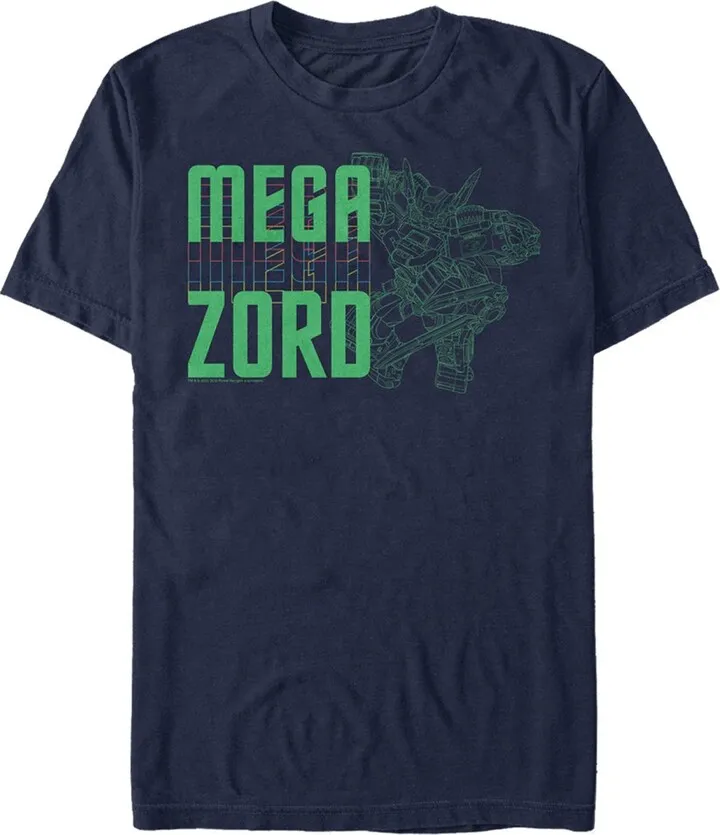 Men's Power Rangers Megazord Outline T-Shirt - Navy Blue - 3X Large
