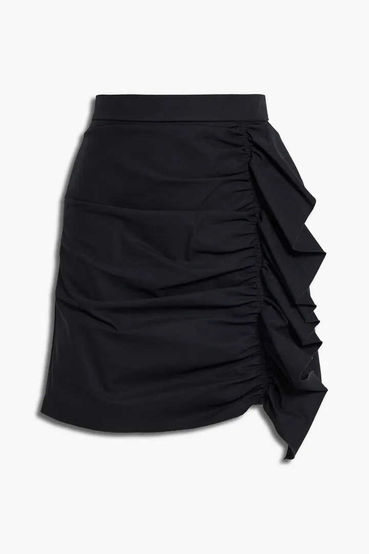 Ruffled twill mini skirt