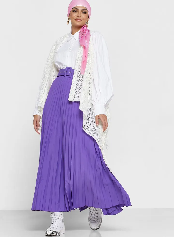Pleated Skirt With Belt