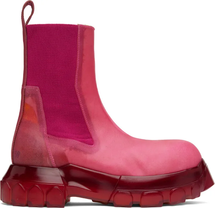 Rick Owens Pink Edfu Beatle Bozo Tractor Chelsea Boots