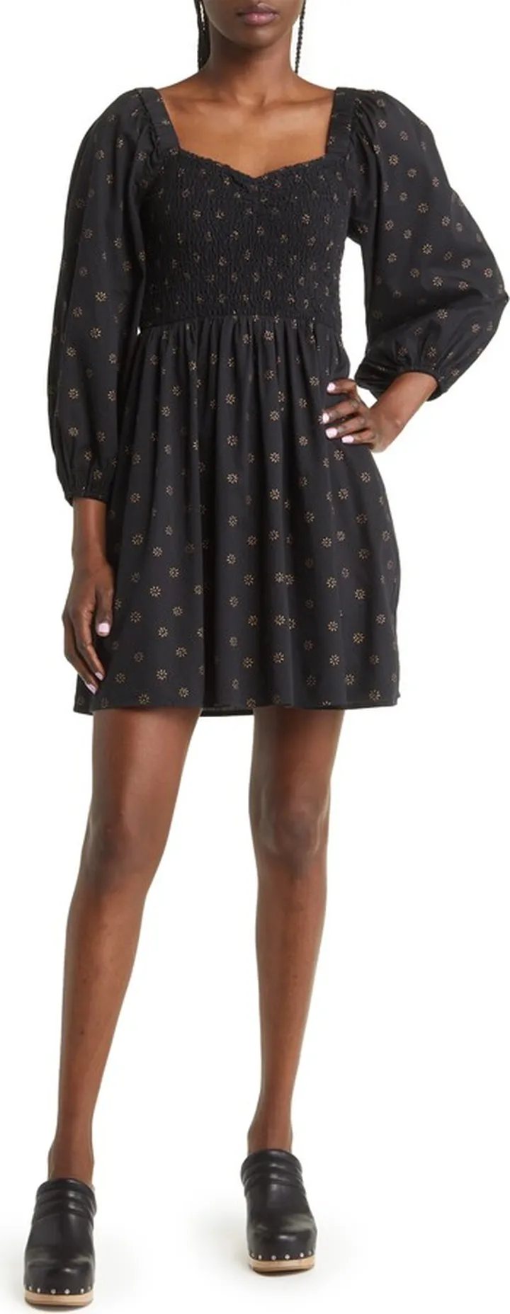 Lucie Dot Daisies Sweetheart Midi Dress