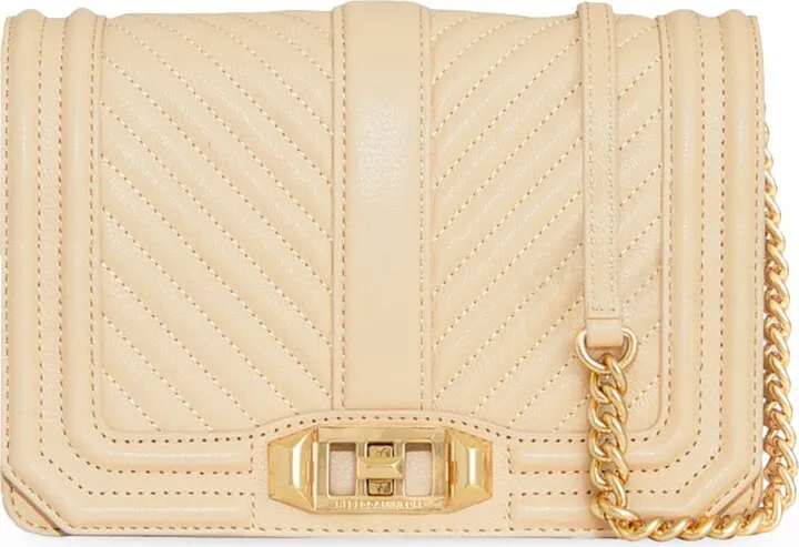 Small Chevron Quilted Love Leather Crossbody Bag