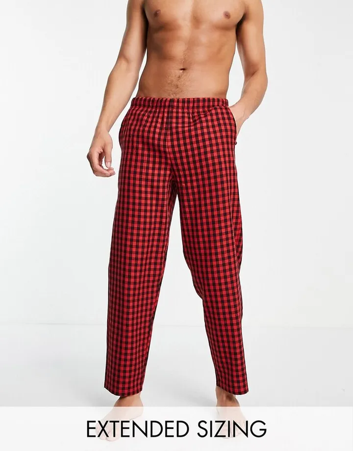 ASOS DESIGN woven check lounge bottoms in red