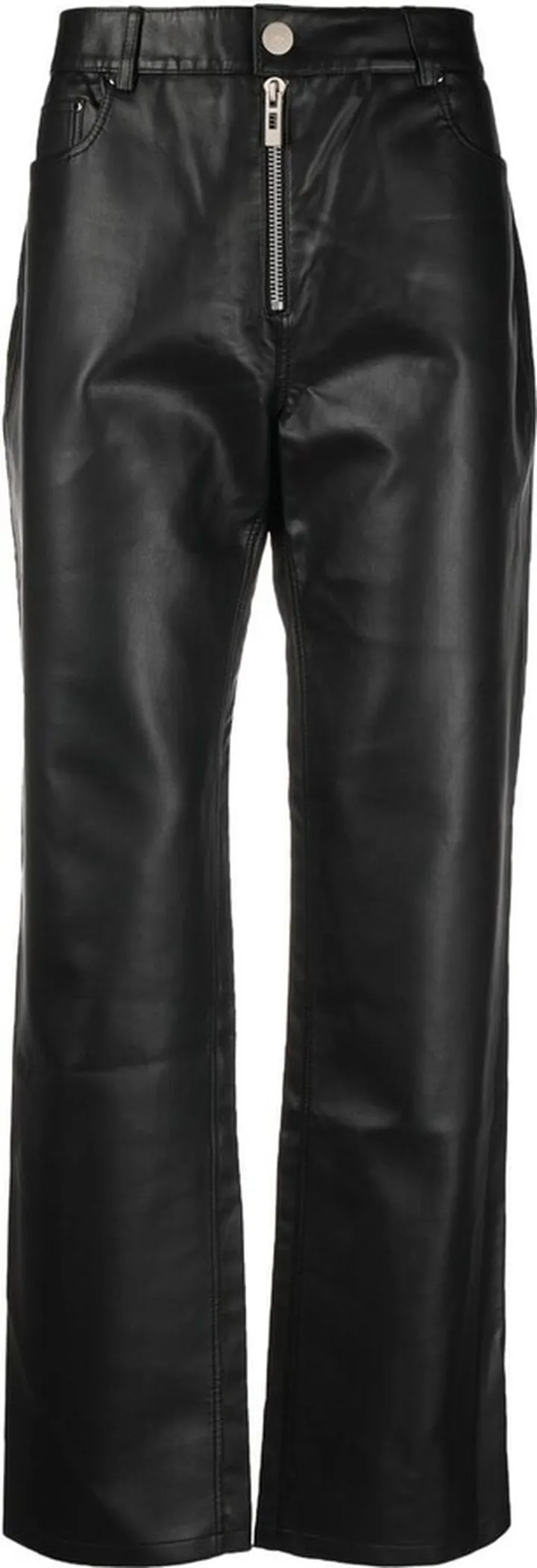 Faux-Leather Straight-Leg Trousers
