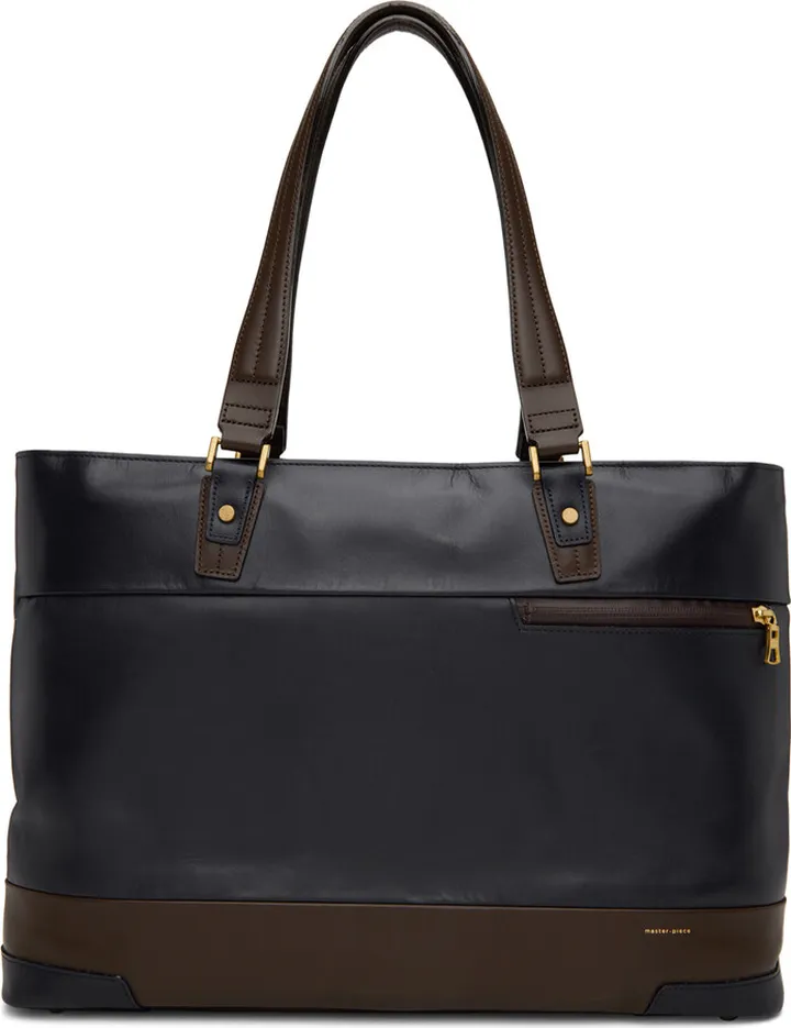 master-piece Navy Gloss Briefcase