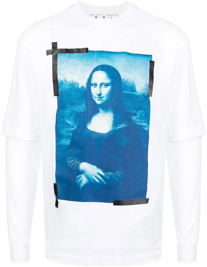 Monalisa-print long-sleeve cotton T-shirt