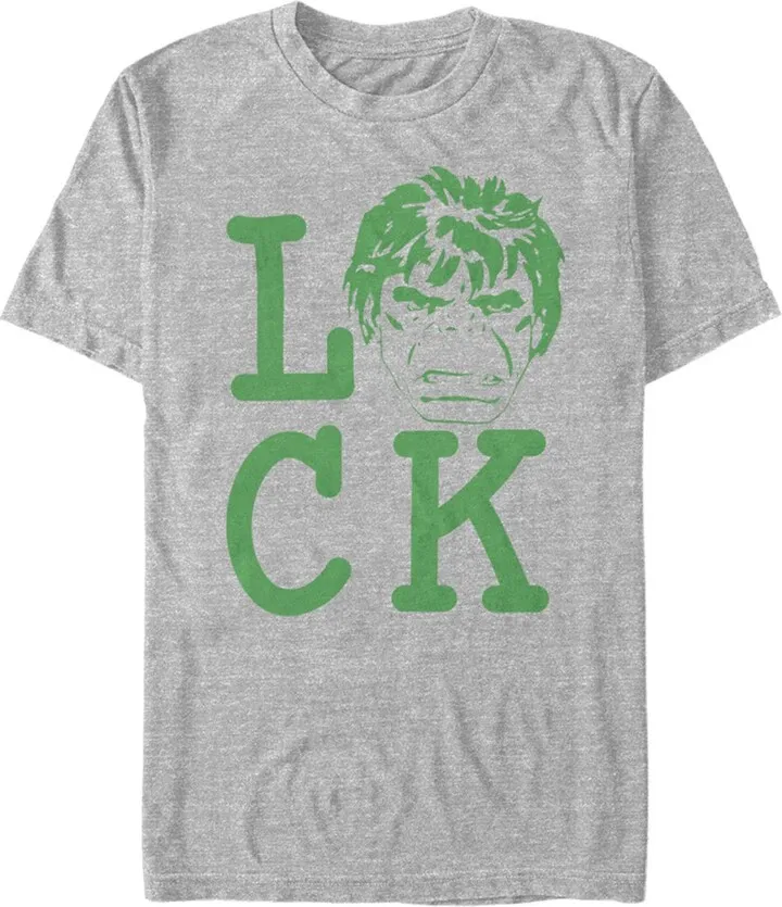 Men's Marvel St. Patrick's Day Hulk Luck T-Shirt - Athletic Heather - Large