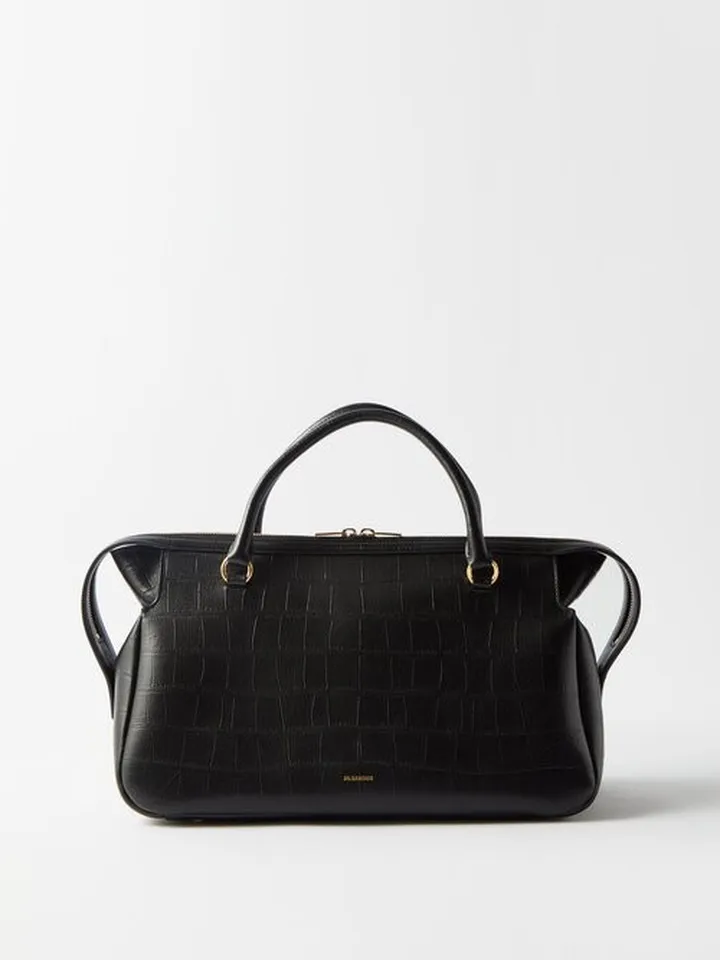 Crocodile-effect Leather Handbag