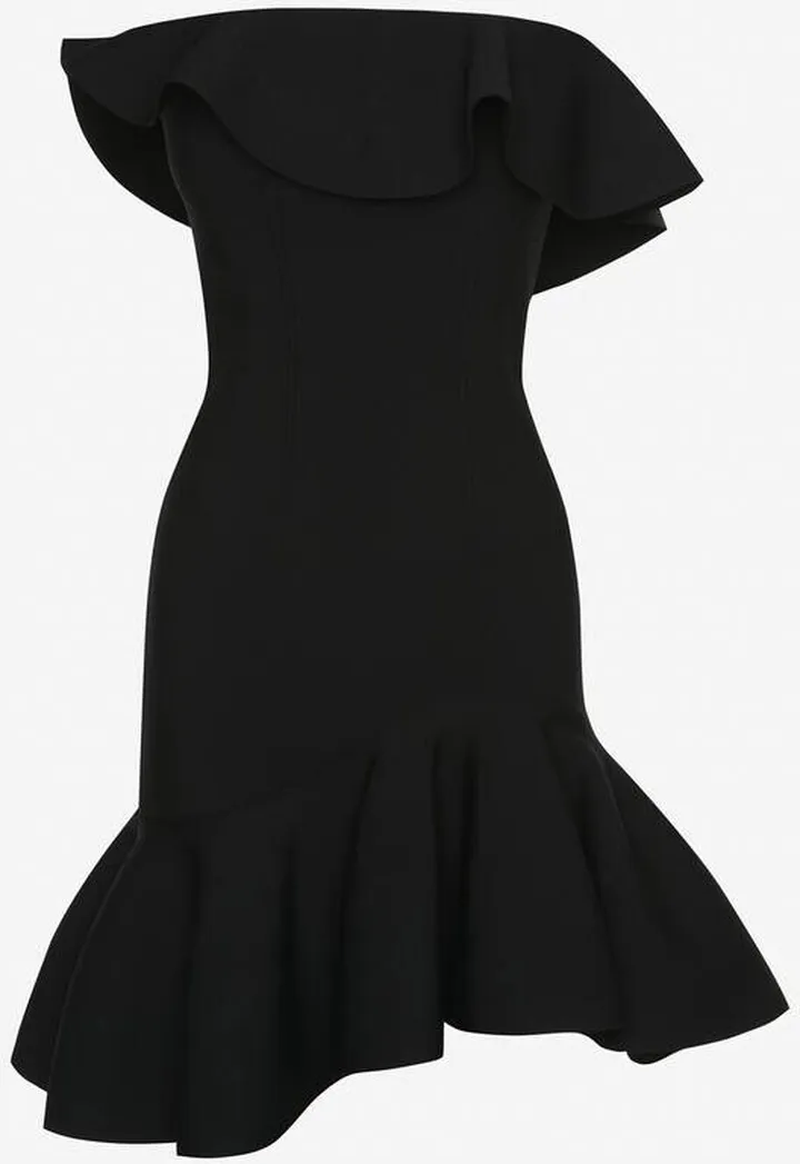 Women's Ruffled Bustier Mini Dress In Black