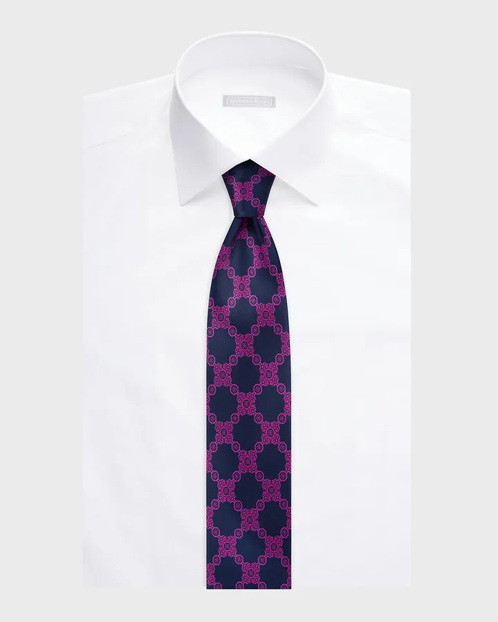 Men's Connected Medallion Silk Tie