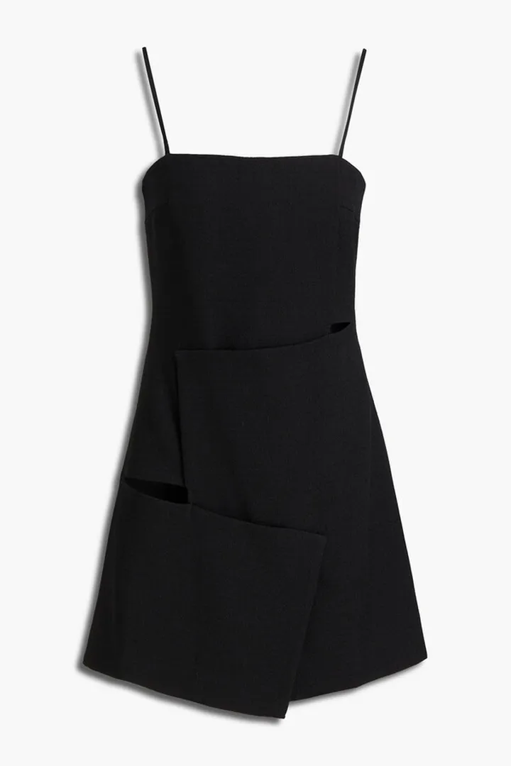 Cutout slub woven mini dress
