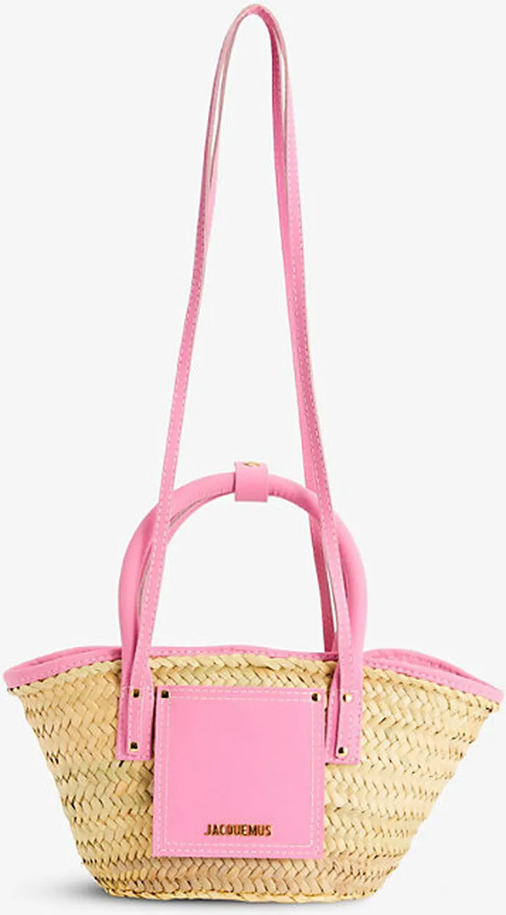 Womens Light Pink Le Panier Soleil Petite Woven Straw Tote bag