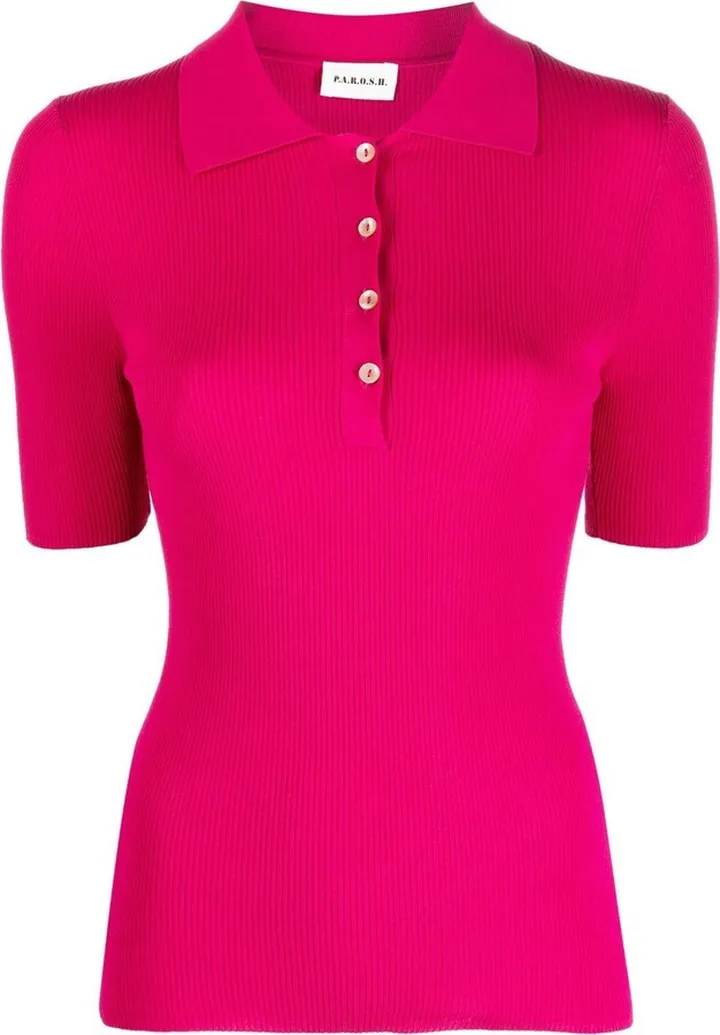 Ribbed-Knit Polo Shirt