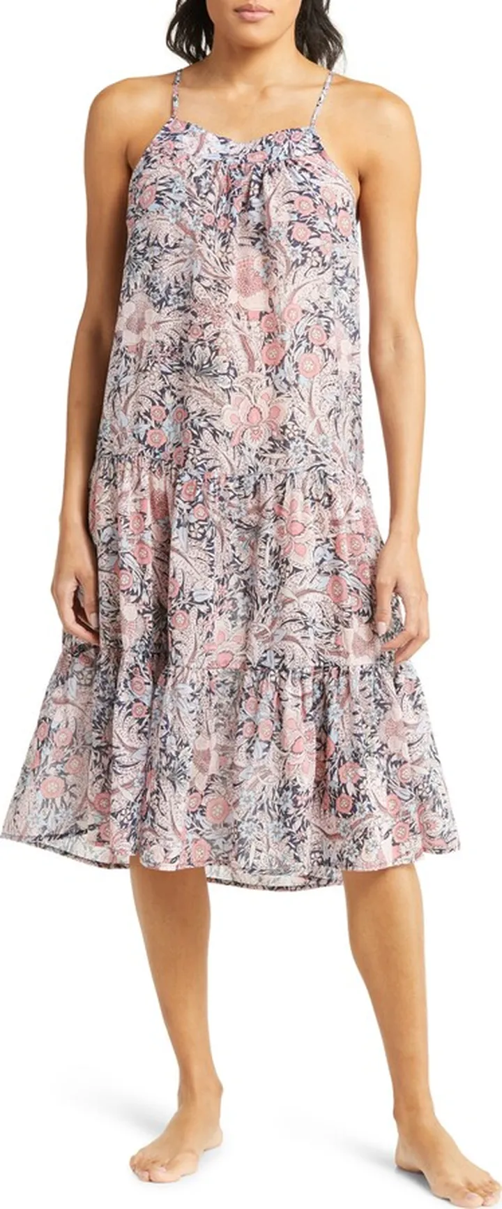 Sienna Paisley Tiered Cotton Sateen Nightgown