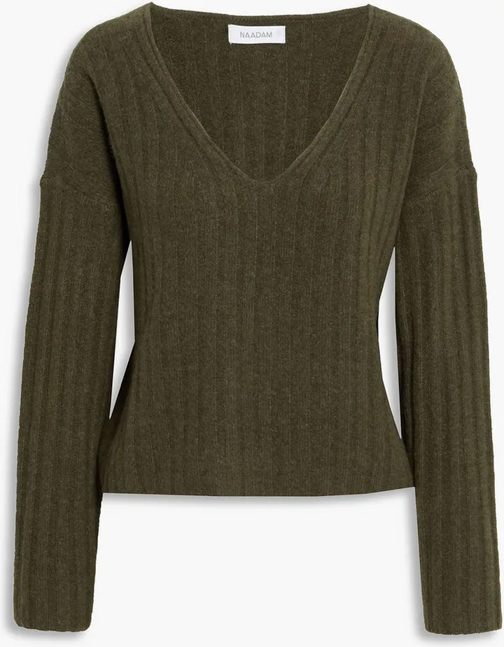 Mélange ribbed cashmere sweater