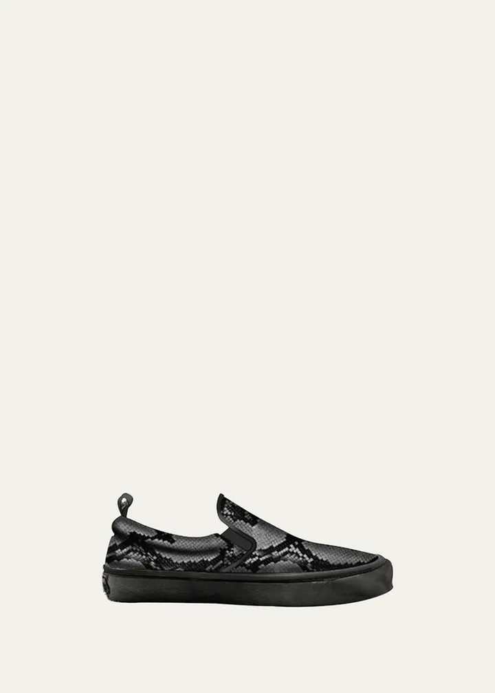 Men's Leory Snake-Print Slip-On Sneakers