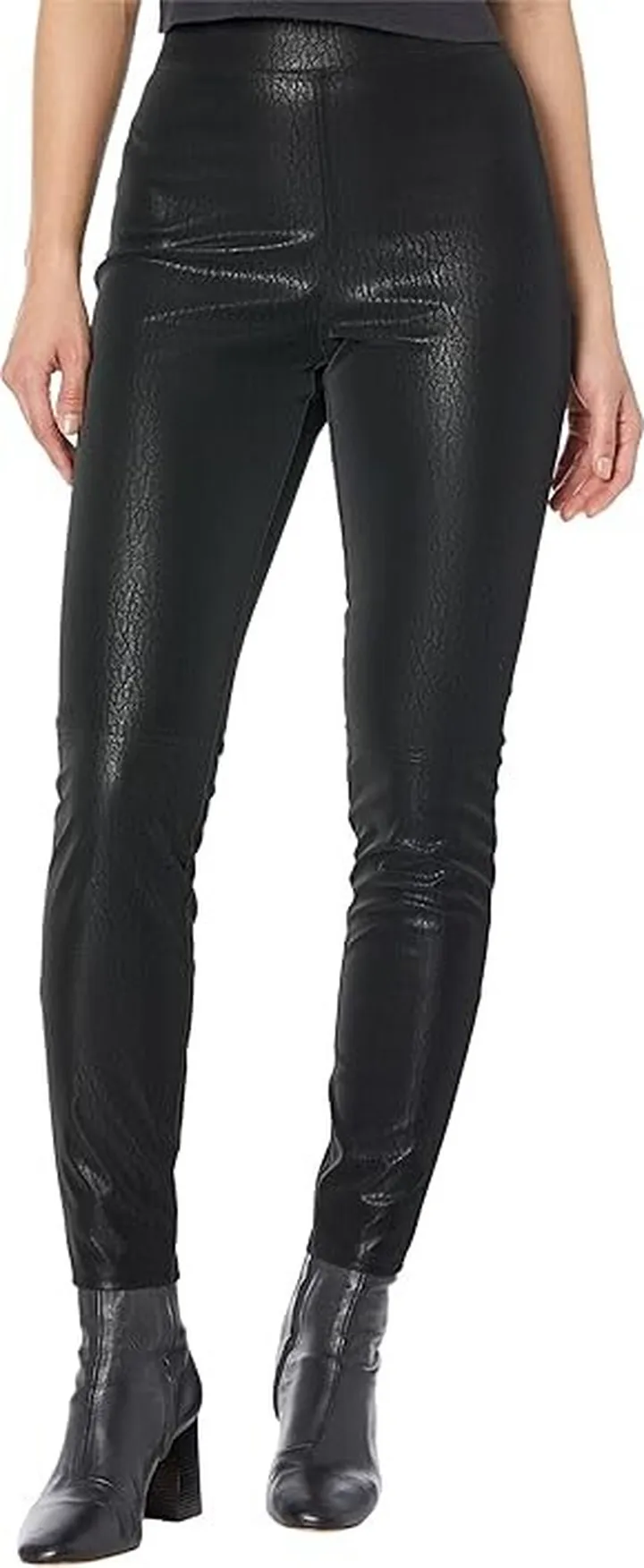 HUE Matte Leatherette Straight Leg Leggings (Black) Women's Casual Pants
