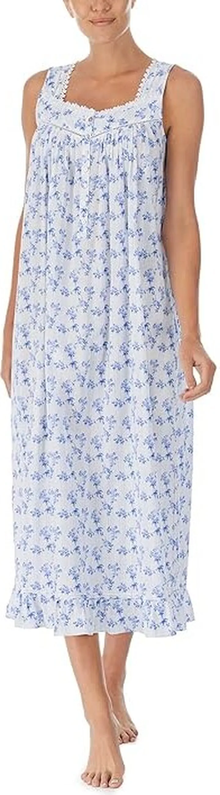 Eileen West Sleeveless Ballet Gown (Floral Stripes) Women's Pajama