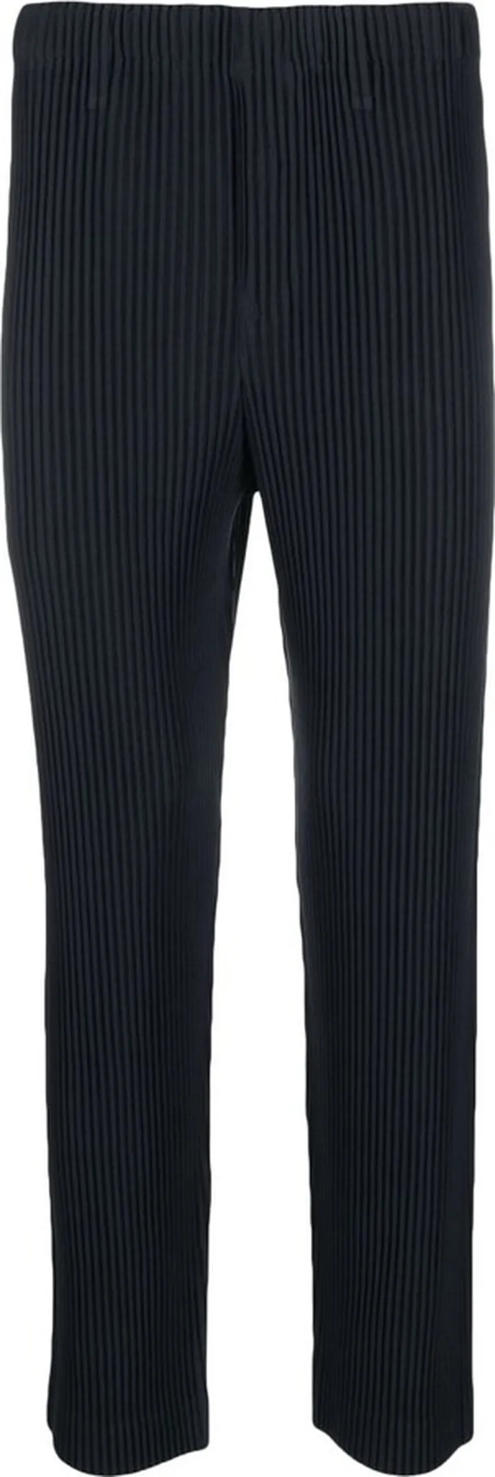 Blue Pleated Straight Leg Trousers