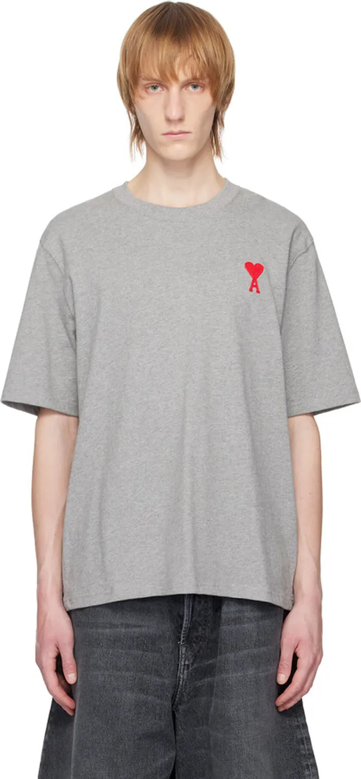 AMI Alexandre Mattiussi Gray Ami de Cœur T-Shirt